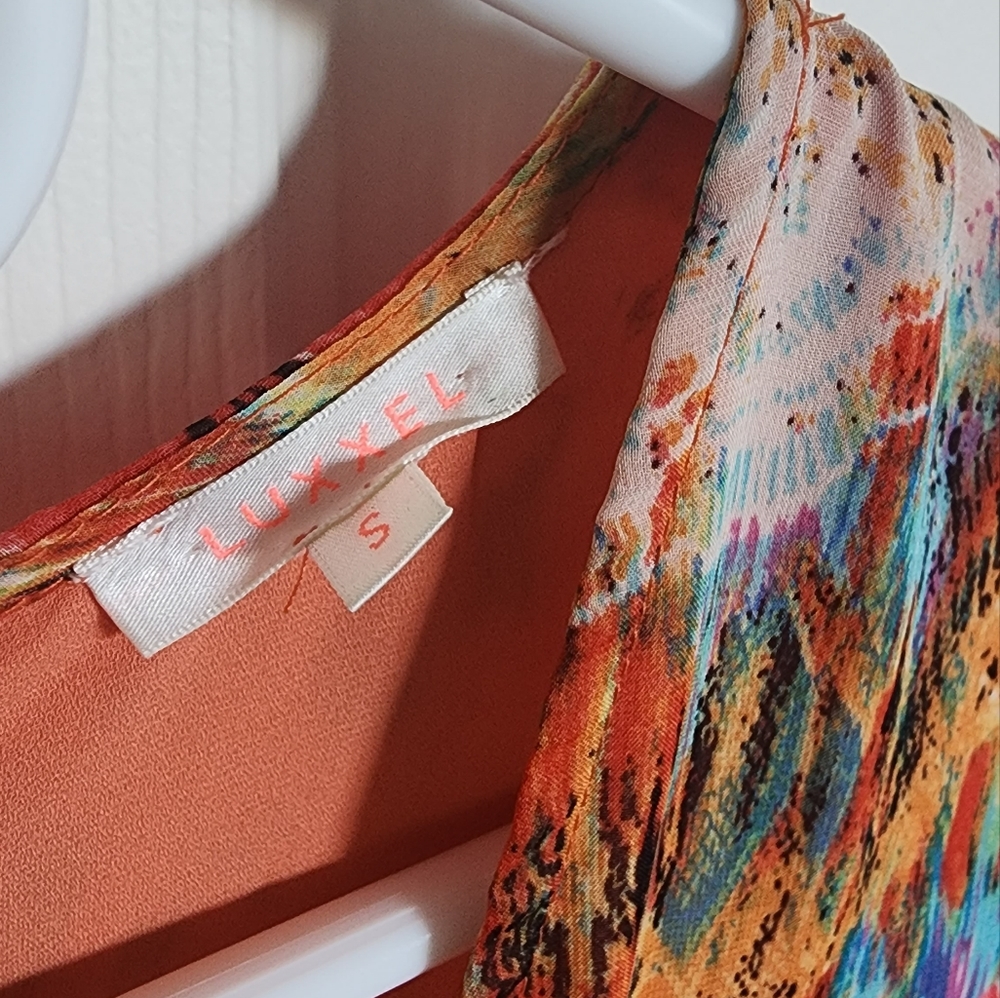 Luxxel romper maxi dress.. Stunning!!  Multi-color and vivid. Size S - Picture 2 of 7